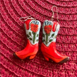 Hand painted cowboy boots earrings